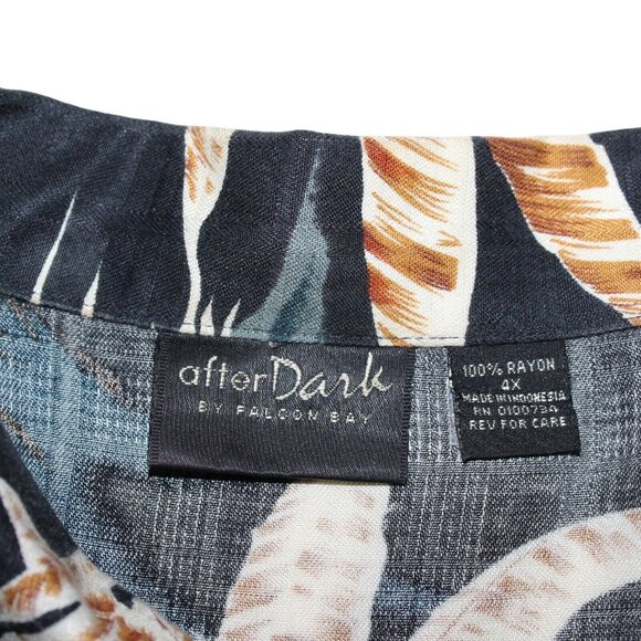 After Dark by Falcon Bay 4XL Aloha Hawaiian Shirt Palm Trees Loop Collar Tropic - Picture 6 of 12